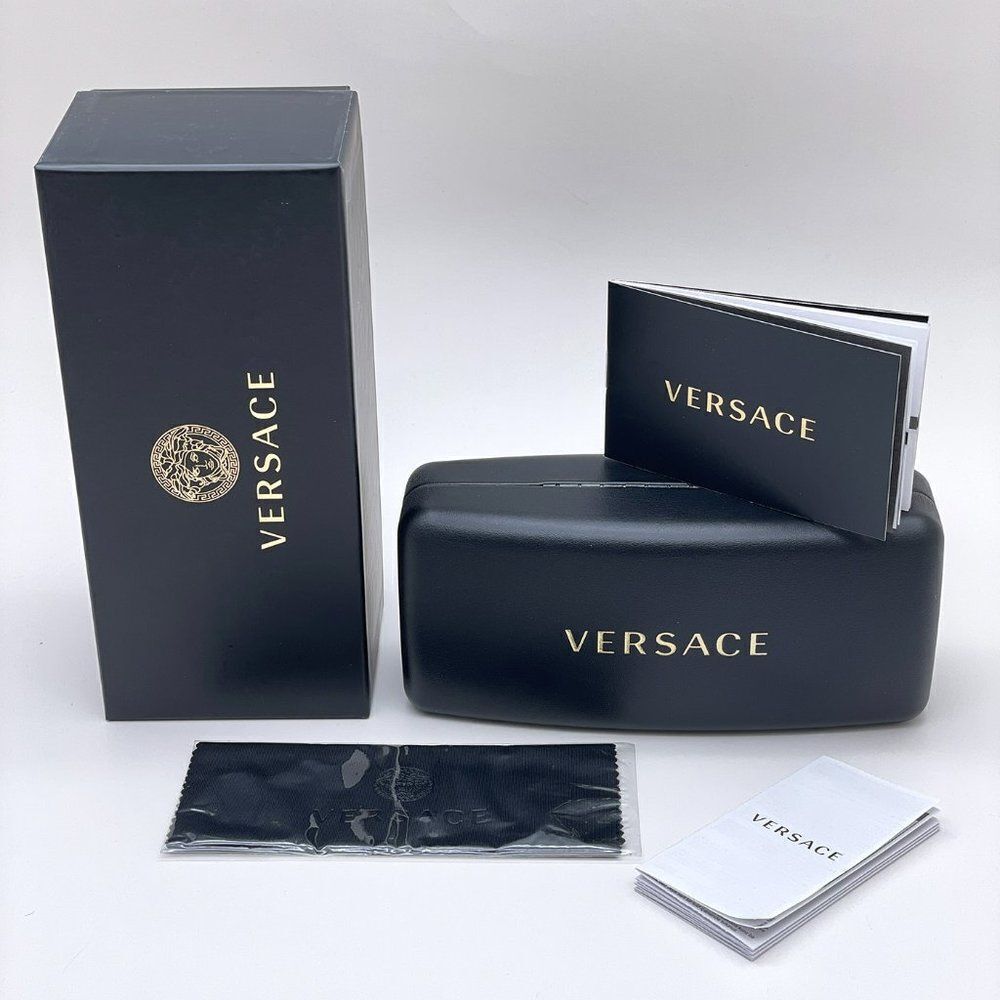 NEW Versace VE4431 401/87 White Gold Logo Dark Grey Square Women Sunglasses - Picture 12 of 12
